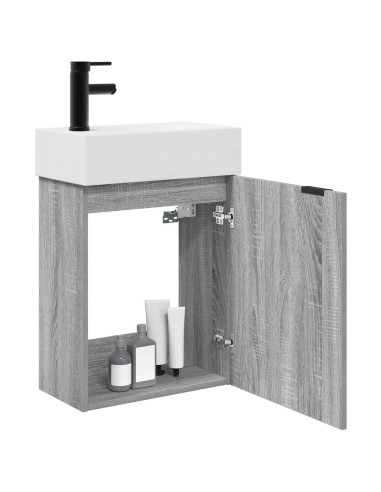 Mobile bagno con rubinetto Sonoma grigio 45,5 x 22,5 x 84 cm