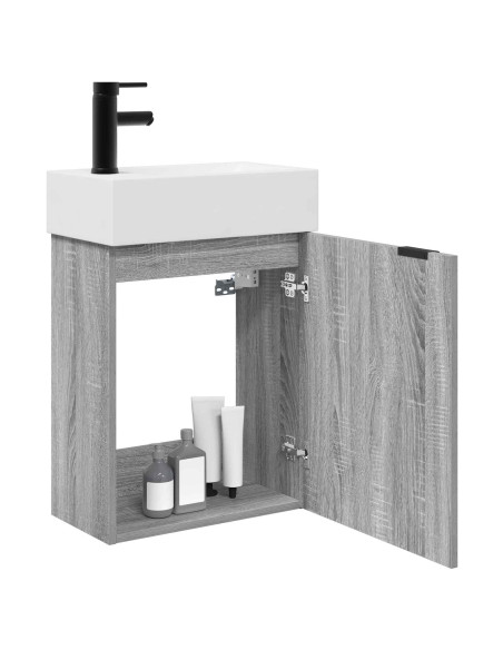 Mobile bagno con rubinetto Sonoma grigio 45,5 x 22,5 x 84 cm