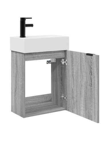 Mobile bagno con rubinetto Sonoma grigio 45,5 x 22,5 x 84 cm