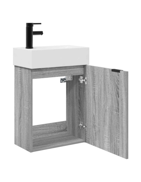Mobile bagno con rubinetto Sonoma grigio 45,5 x 22,5 x 84 cm