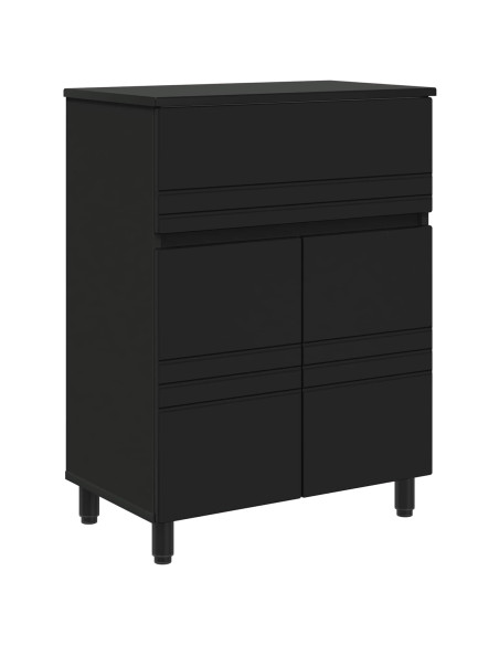 Mobiletto da bagno Nero 60 x 35 x 80 cm Legno ingegnerizzato