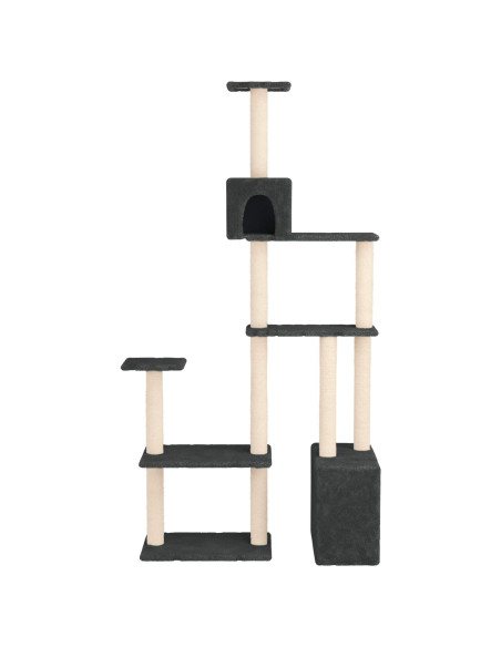 Albero per gatti con pali per graffiare in sisal Grigio Scuro