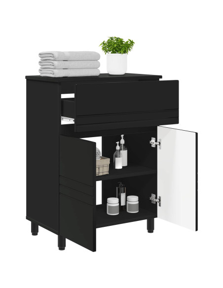 Mobiletto da bagno Nero 60 x 35 x 80 cm Legno ingegnerizzato