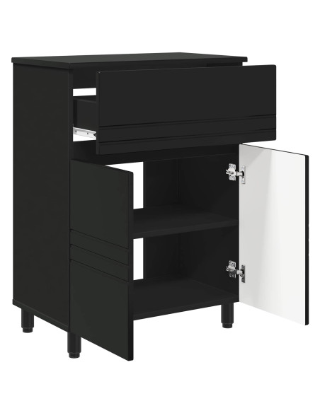 Mobiletto da bagno Nero 60 x 35 x 80 cm Legno ingegnerizzato