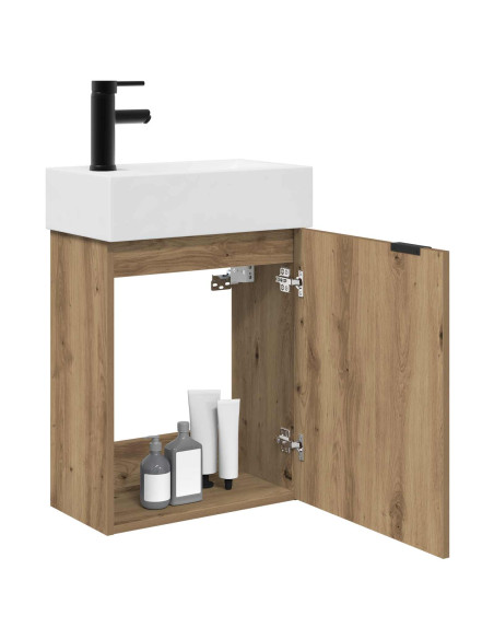 Mobile bagno con rubinetto Rovere Artigianale