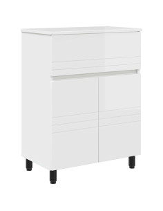 Mobiletto da bagno Bianco Lucido 60 x 35 x 80 cm 2