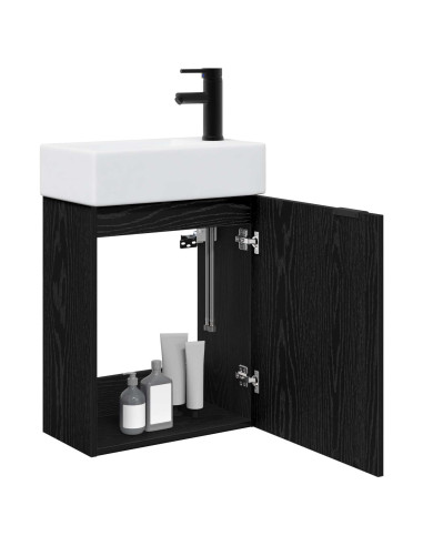 Mobile bagno con rubinetto Rovere Nero 45,5 x 22,5 x 84 cm