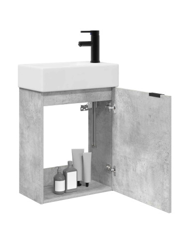 Mobile bagno con rubinetto Grigio Cemento 45,5 x 22,5 x 84 cm