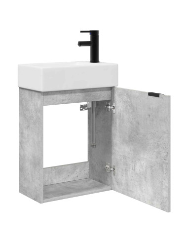 Mobile bagno con rubinetto Grigio Cemento 45,5 x 22,5 x 84 cm