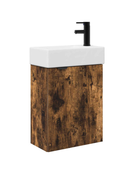 Mobile bagno con rubinetto Rovere Fumo 45,5 x 22,5 x 84 cm
