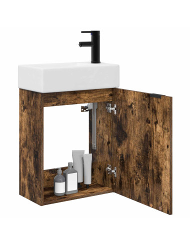 Mobile bagno con rubinetto Rovere Fumo 45,5 x 22,5 x 84 cm