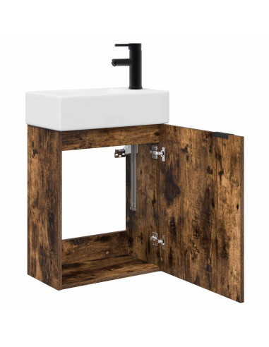 Mobile bagno con rubinetto Rovere Fumo 45,5 x 22,5 x 84 cm