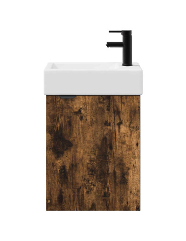 Mobile bagno con rubinetto Rovere Fumo 45,5 x 22,5 x 84 cm