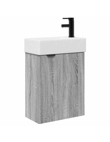 Mobile bagno con rubinetto Sonoma grigio 45,5 x 22,5 x 84 cm