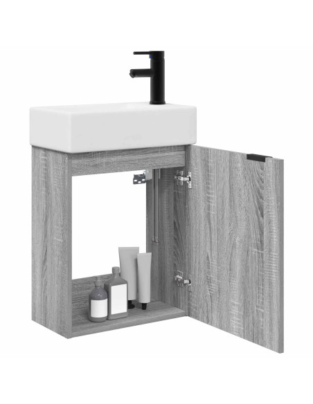 Mobile bagno con rubinetto Sonoma grigio 45,5 x 22,5 x 84 cm