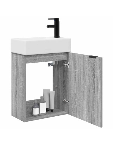 Mobile bagno con rubinetto Sonoma grigio 45,5 x 22,5 x 84 cm