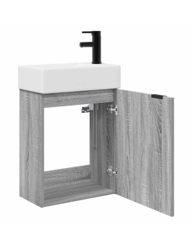 Mobile bagno con rubinetto Sonoma grigio 45,5 x 22,5 x 84 cm