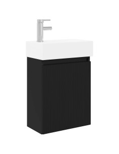 Mobile bagno con rubinetto Nero 45,5 x 22,5 x 84 cm 2