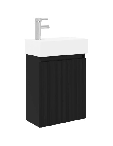 Mobile bagno con rubinetto Nero 45,5 x 22,5 x 84 cm