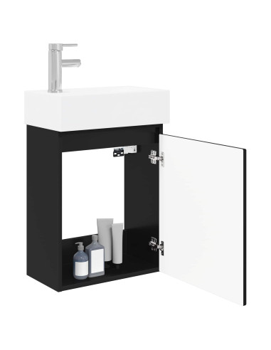 Mobile bagno con rubinetto Nero 45,5 x 22,5 x 84 cm