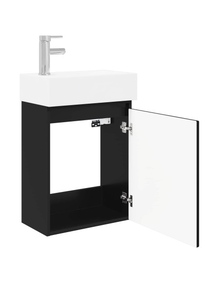 Mobile bagno con rubinetto Nero 45,5 x 22,5 x 84 cm