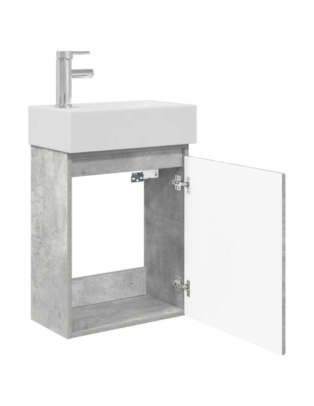 Mobile bagno con rubinetto Grigio Cemento 45,5 x 22,5 x 84 cm