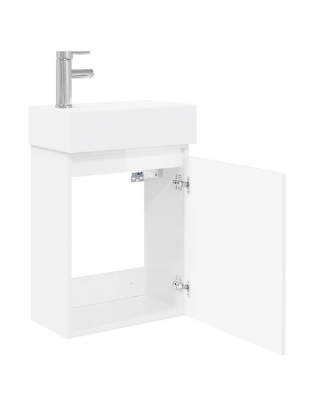 Mobile bagno con rubinetto Bianco Lucido 45,5 x 22,5 x 84 cm