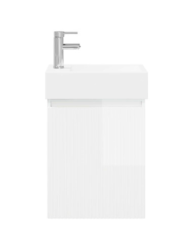 Mobile bagno con rubinetto Bianco Lucido 45,5 x 22,5 x 84 cm