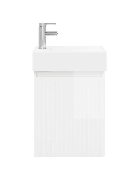 Mobile bagno con rubinetto Bianco Lucido 45,5 x 22,5 x 84 cm