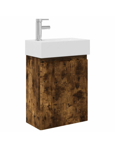 Mobile bagno con rubinetto Rovere Fumo 45,5 x 22,5 x 84 cm