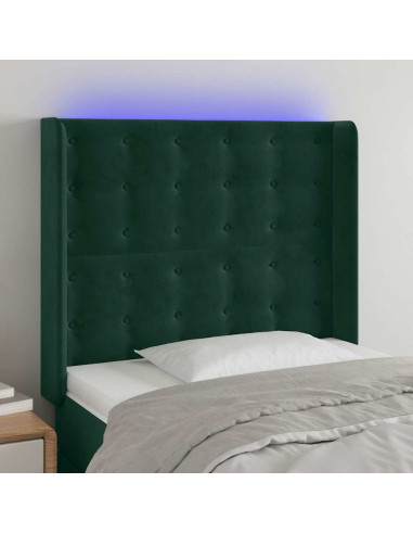 Testiera a LED Verde Scuro 103x16x118/128 cm in Velluto