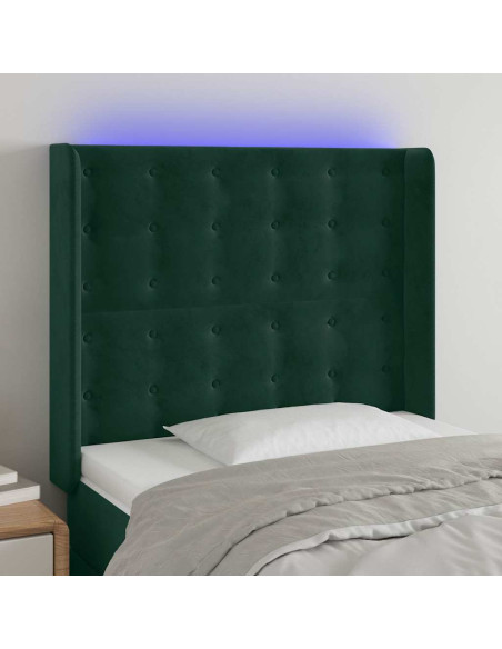 Testiera a LED Verde Scuro 103x16x118/128 cm in Velluto