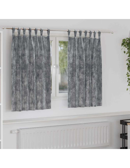 Tende in Velluto con tende 2 pcs Grigio 140 x 140 cm Velluto