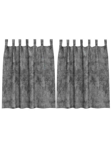 Tende in Velluto con tende 2 pcs Grigio 140 x 140 cm Velluto