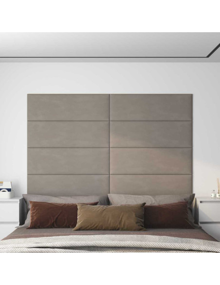 Testiera da Parete 12 pcs Grigio Chiaro Velluto