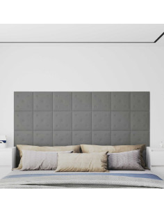 Testiera da Parete 12 pcs Grigio 30 x 30 cm Pelle Sintetica