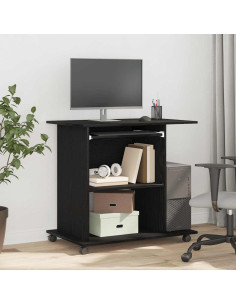 Scrivania per computer Rovere Nero 80x50x75 cm in Legno Multistrato