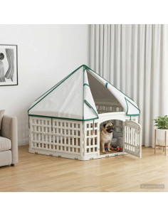 Panchetto per Cani a 6 Pannelli Bianco 122 x 106 x 79 cm