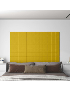 Testiera da Parete 12 pcs Giallo 60 x 30 cm Velluto