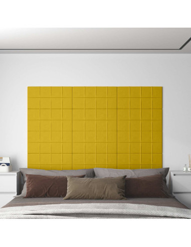 Testiera da Parete 12 pcs Giallo 60 x 30 cm Velluto