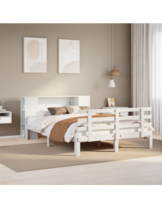 Letto contenitore senza Materasso Bianco 160x200 cm in Legno Massello di Pino