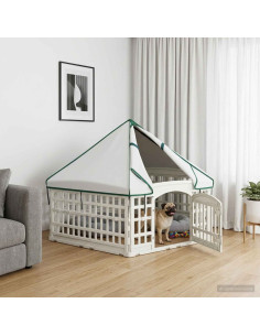 Panchetto per Cani a 6 Pannelli Bianco 179 x 151 x 114 cm