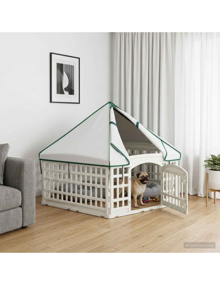 Panchetto per Cani a 6 Pannelli Bianco 179 x 151 x 114 cm