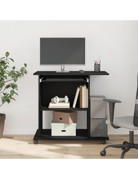 Scrivania per computer Rovere Nero 80x50x75 cm in Legno Multistrato