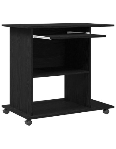 Scrivania per computer Rovere Nero 80x50x75 cm in Legno Multistrato