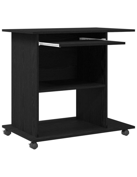 Scrivania per computer Rovere Nero 80x50x75 cm in Legno Multistrato