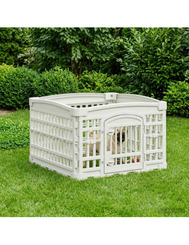 Parco giochi per cani a 4 pannelli Bianco 63 x 63 x 40 cm