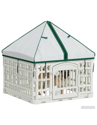 Pannello per cani a 4 sezioni con tetto Bianco 63 x 63 x 67 cm