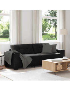 Divano a 3 posti Nero 220x78x80 cm in Velluto