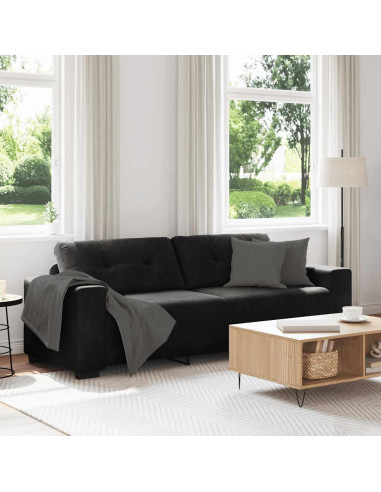Divano a 3 posti Nero 220x78x80 cm in Velluto
